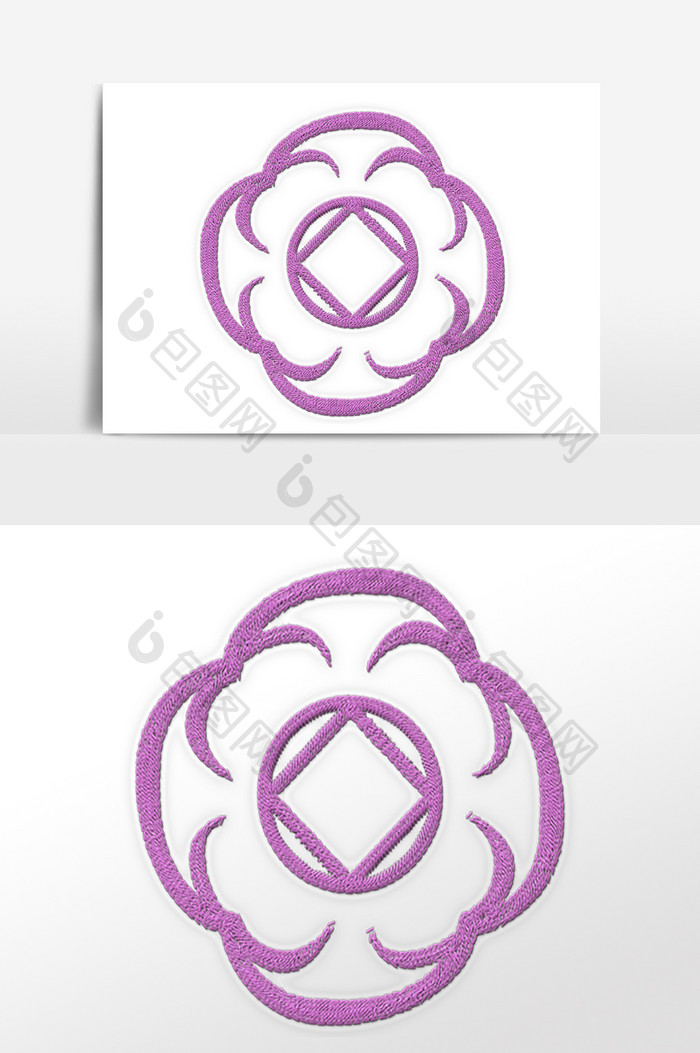 手绘紫色花边花纹刺绣插画 Psd素材 包图网 手绘紫色花边花纹刺绣插画 Psd素材 包图网