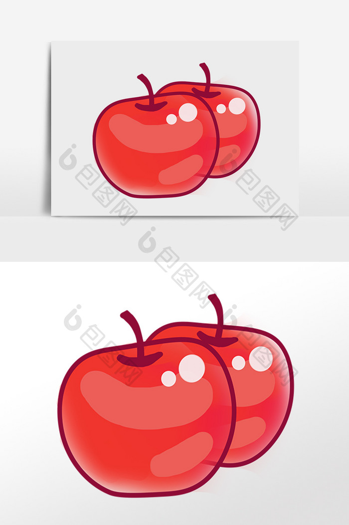 手绘水果红色苹果插画元素