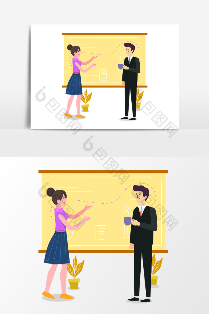 手绘卡通工作人员交流插画 Ai素材 包图网 手绘卡通工作人员交流插画 Ai素材 包图网
