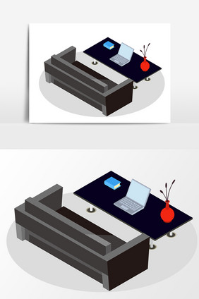 手绘客厅办公室装饰设计沙发矢量素材