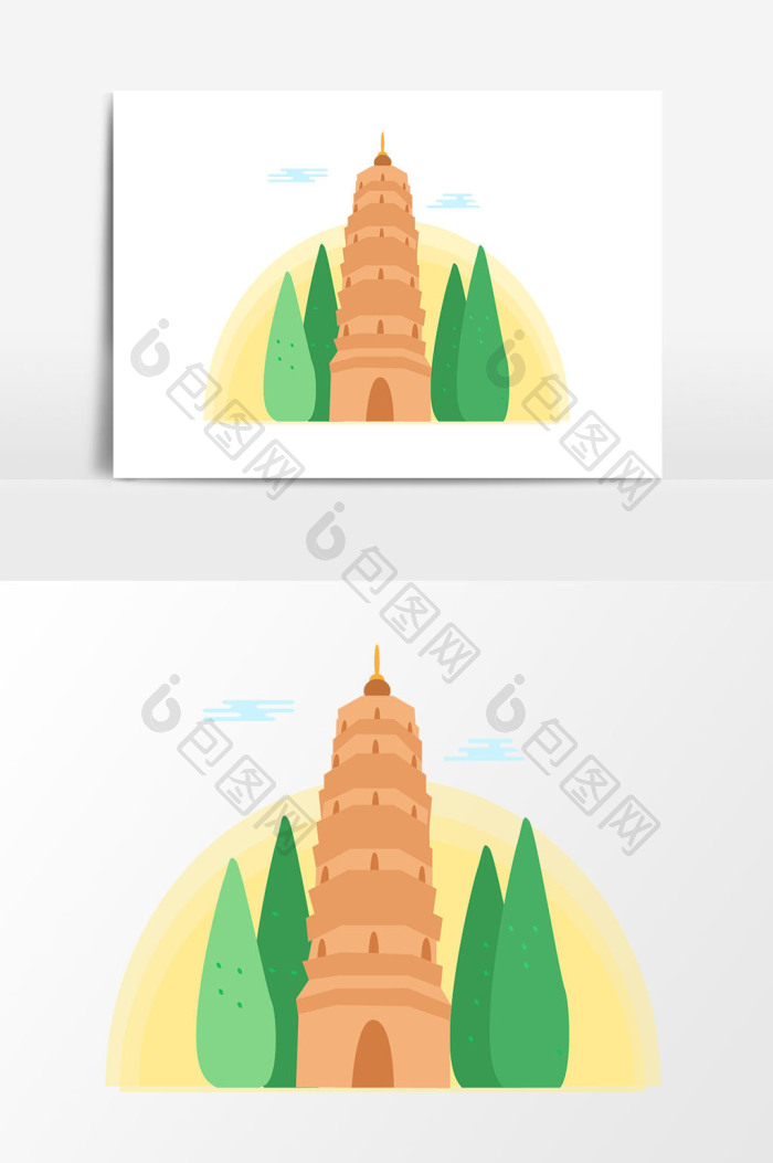 古建筑塔插画png下载-包图网
