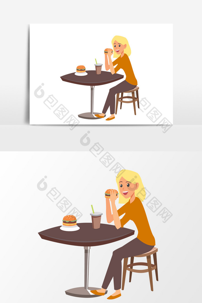 卡通女孩餐座椅元素
