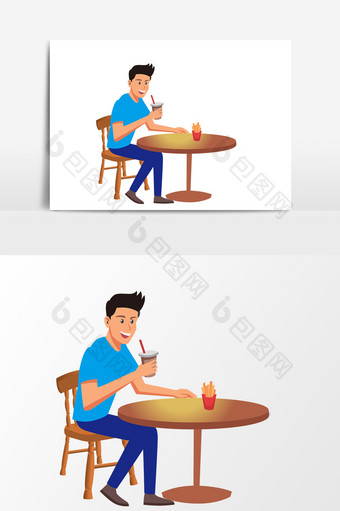 卡通人物餐桌元素图片