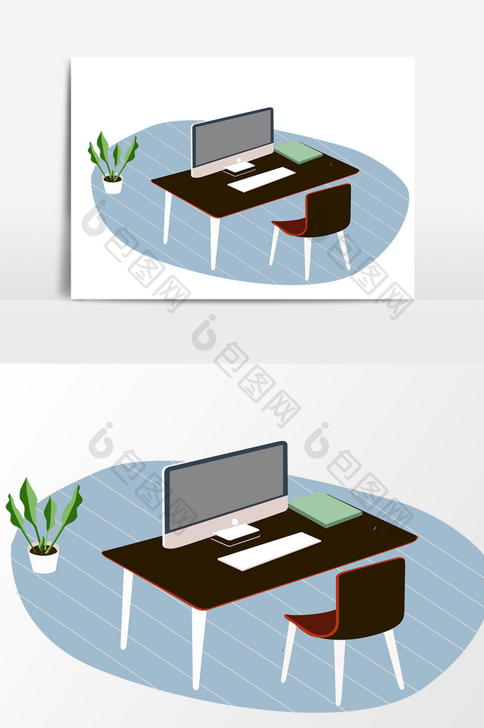 办公桌椅立体元素