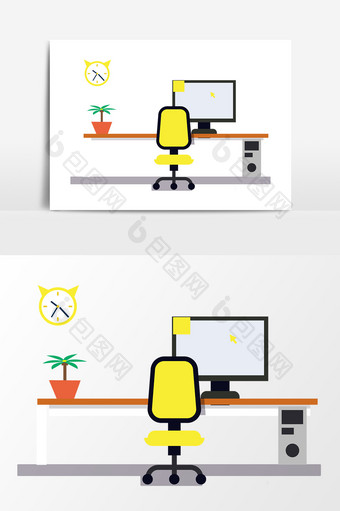 电脑桌椅凳平面元素图片