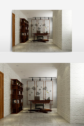 中式书房效果图max图片