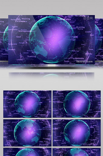 紫色色调梦幻科技地球旋转背景图片