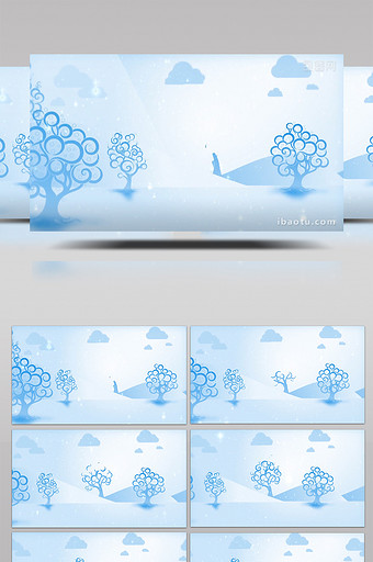 蓝色色调手绘动画背景视频素材图片