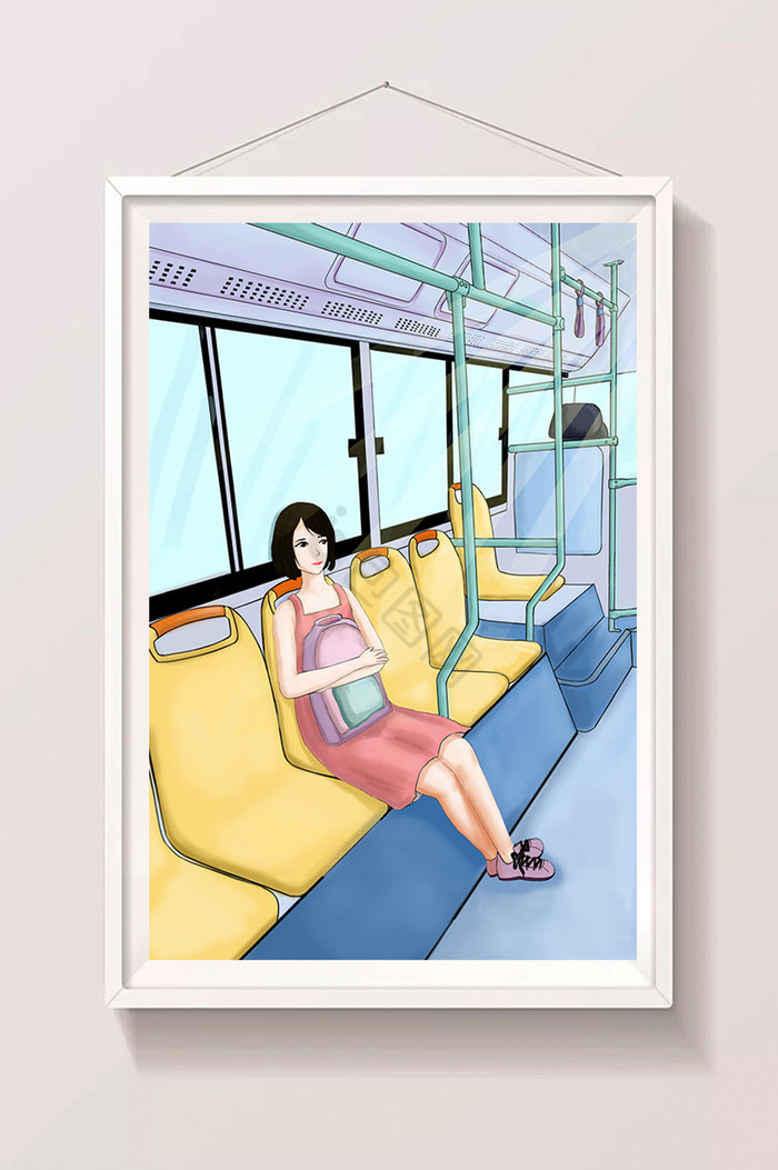 开学季公交车插画图片