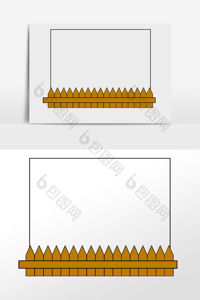 手绘创意栅栏边框插画元素