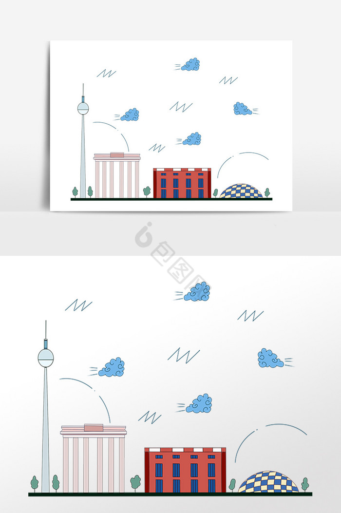 著名建筑地柏林插画图片