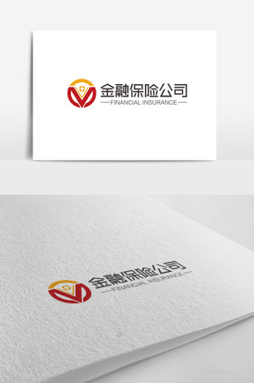 红橙大气时尚V字母金融保险logo标志