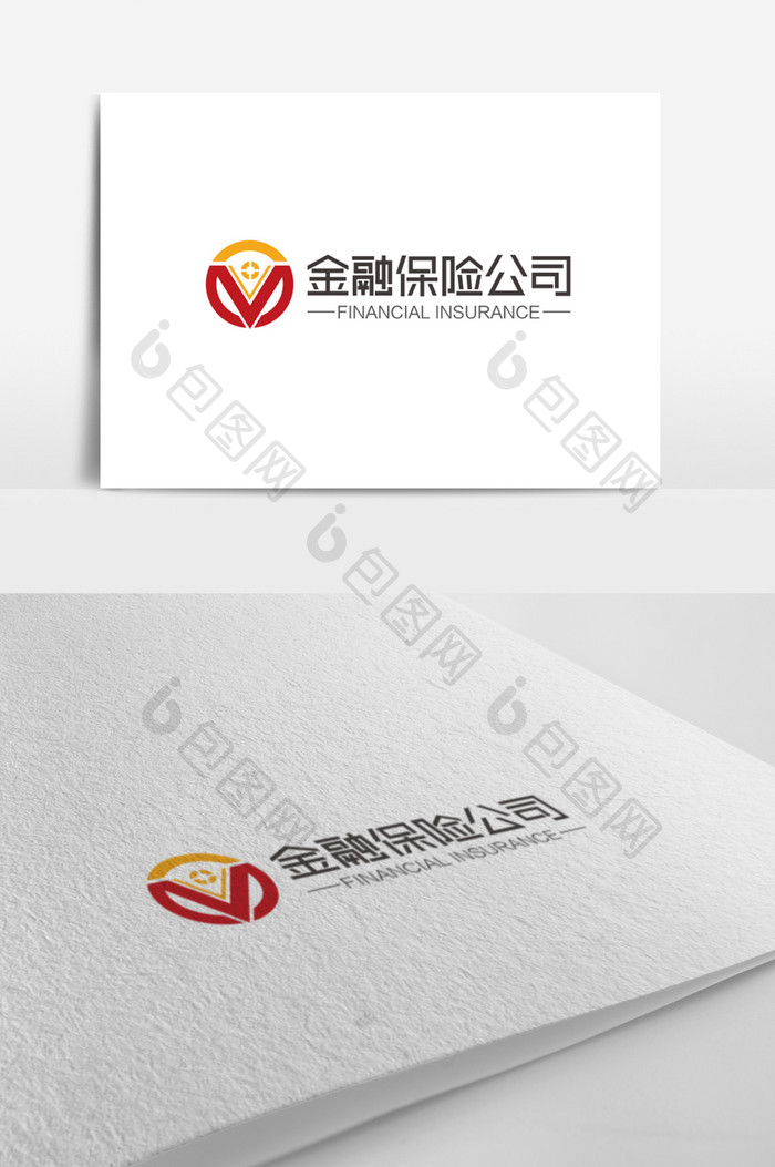 红橙大气时尚V字母金融保险logo标志