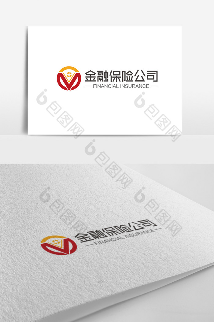 红橙V字母金融保险logo标志图片图片