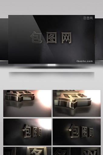 立体金属E3D银质感文字片头图片