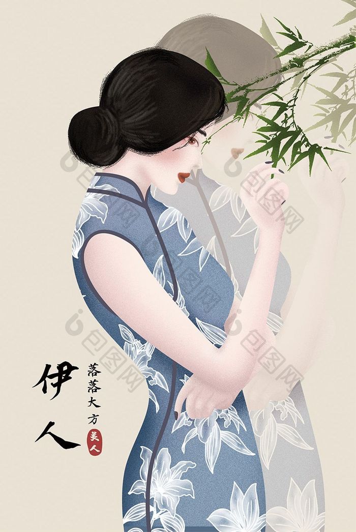 手绘文艺北欧风唯美人物咖啡馆儿童房装饰画