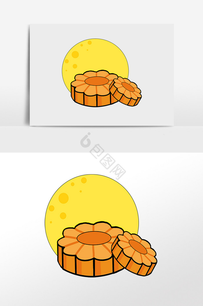 中秋节月亮两块月饼插画图片