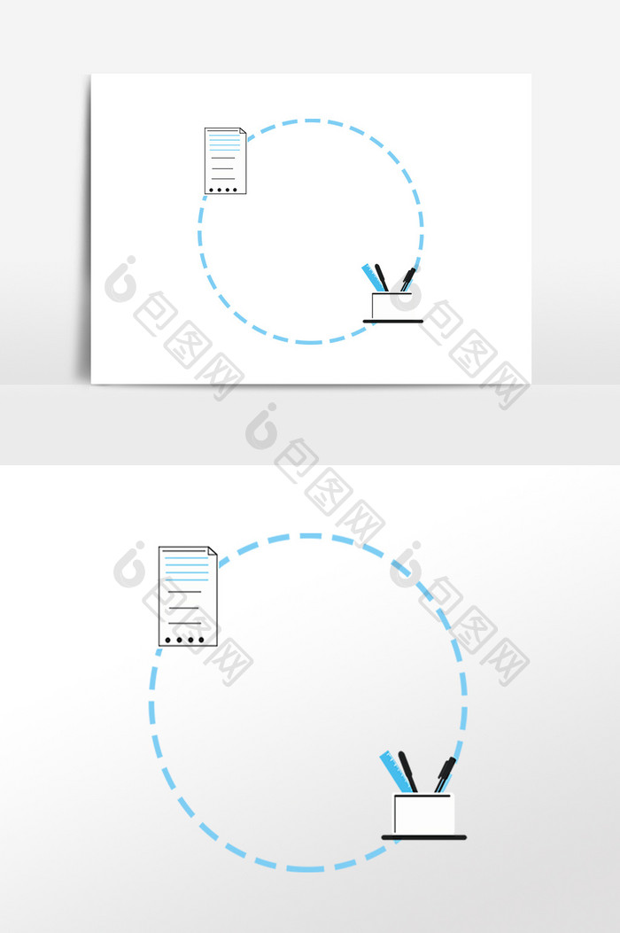 手绘教育学习用品笔筒插画素材
