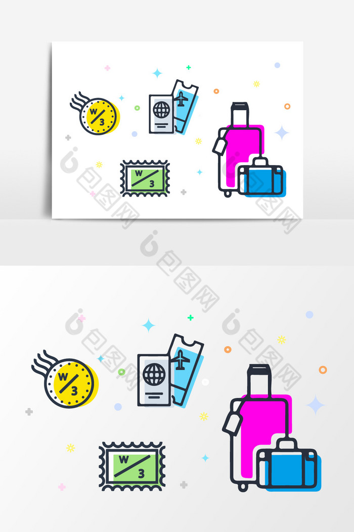 邮票旅行元素meb风格图片