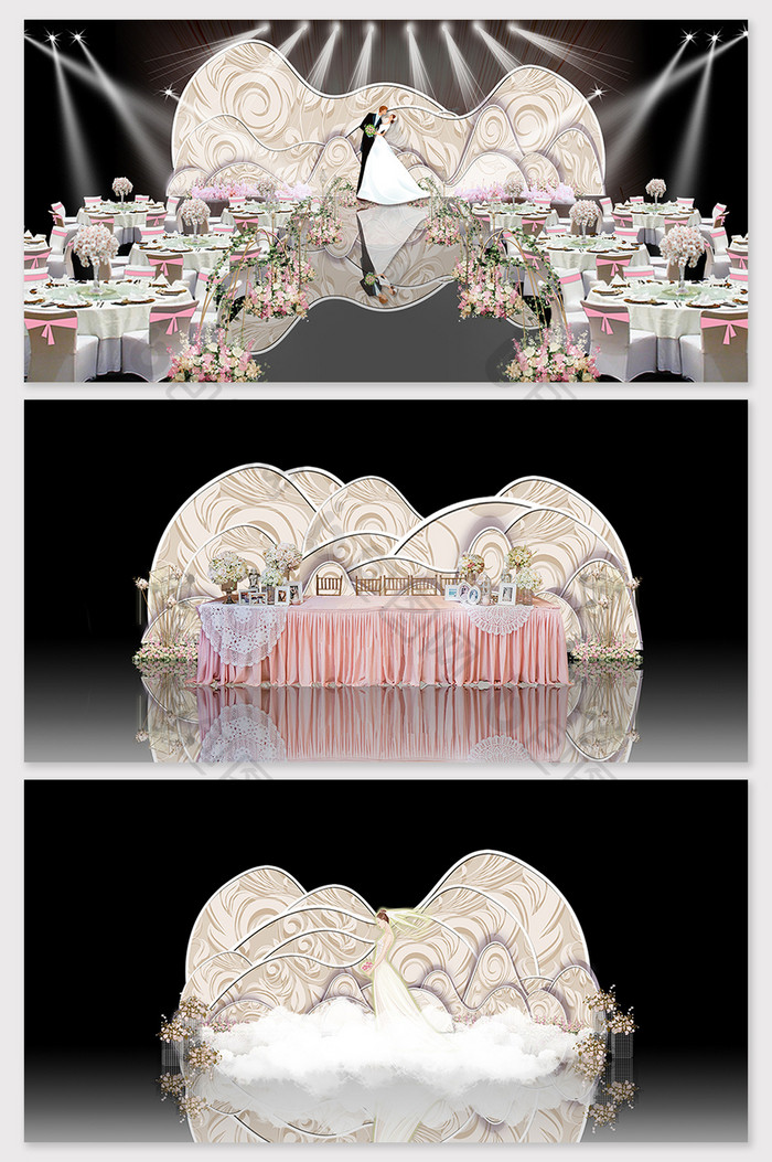 现代浪漫粉色创意设计婚礼模型