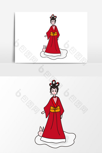 红色衣裳七夕情人节卡通人物元素图片