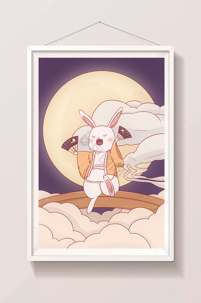 中秋节兔子插画图片