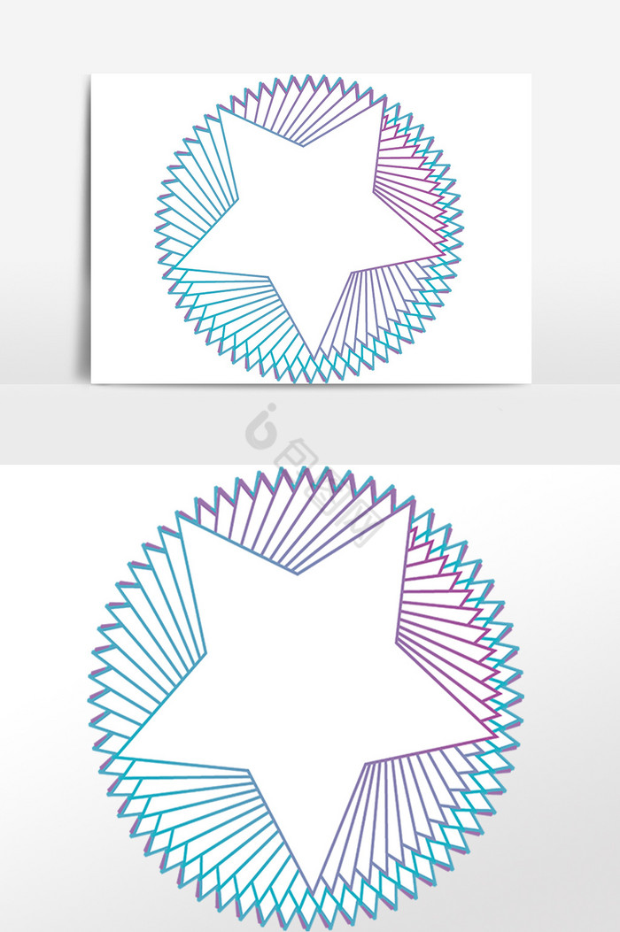 圆形星星动感波浪线条效果插画