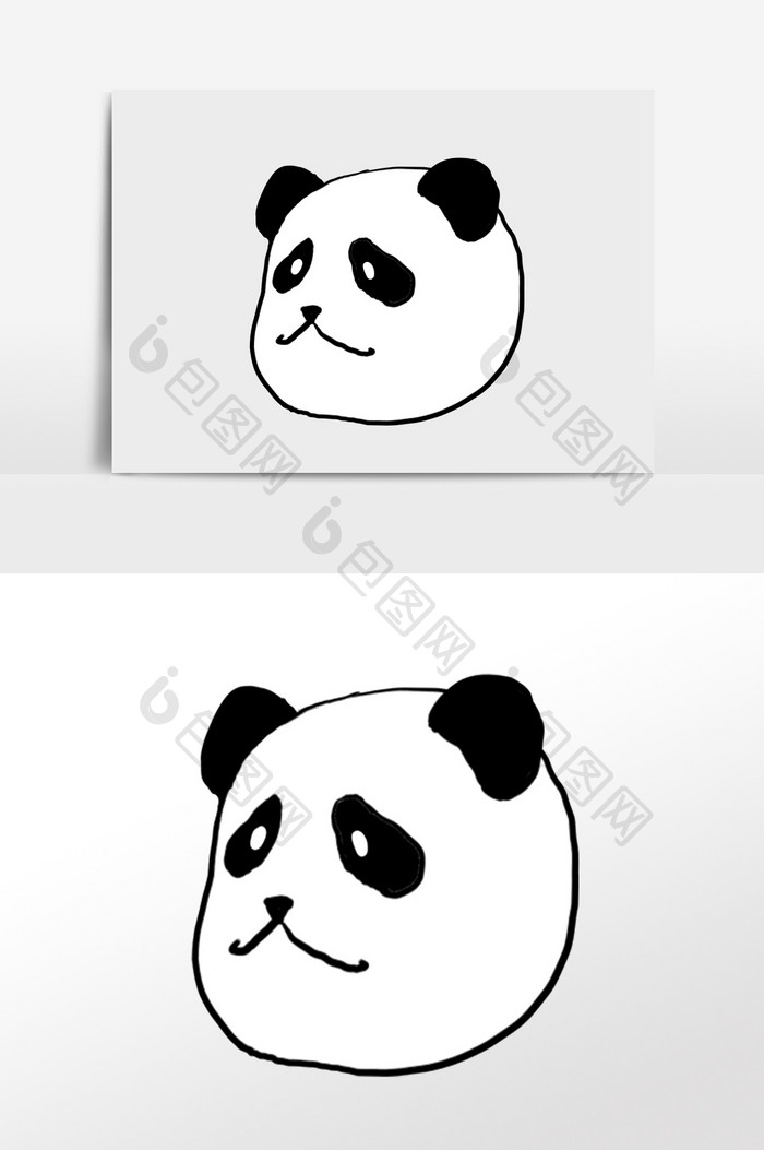 手绘动物可爱熊猫头像插画素材