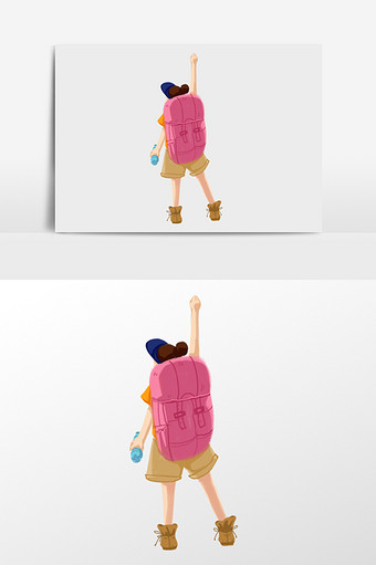 手绘旅行的人背影插画元素图片下载
