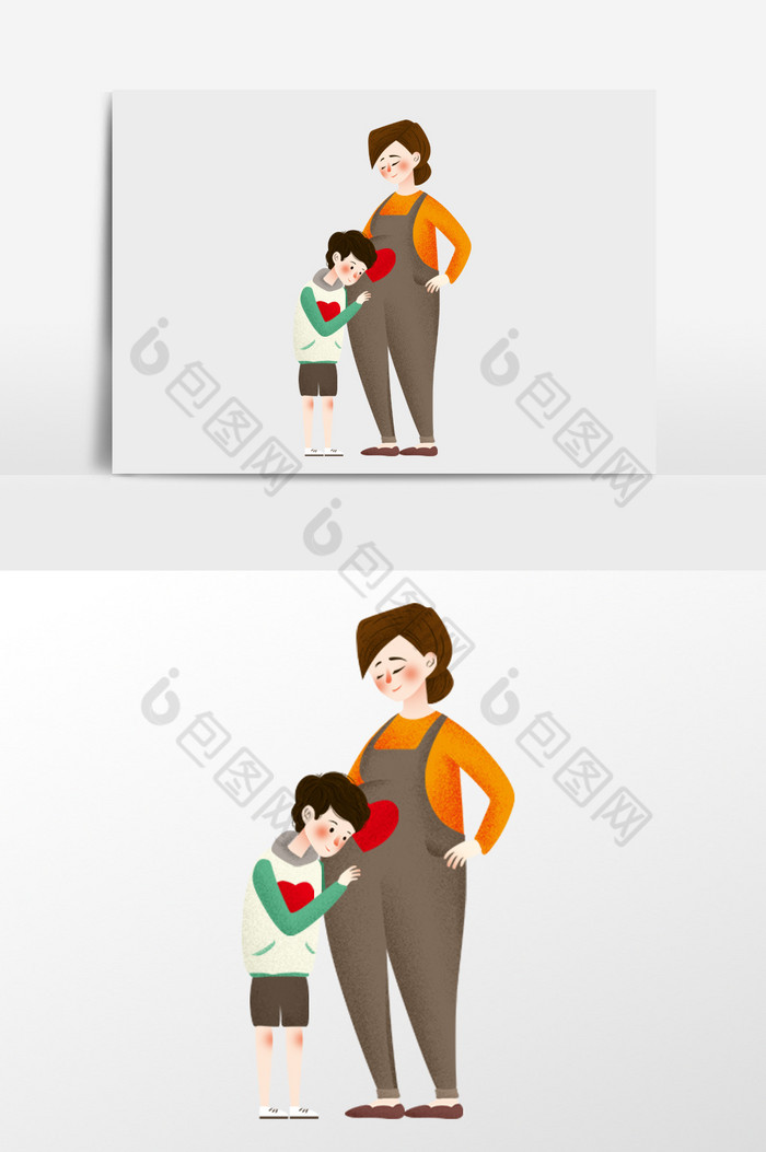 二胎妈妈和孩子插画图片图片