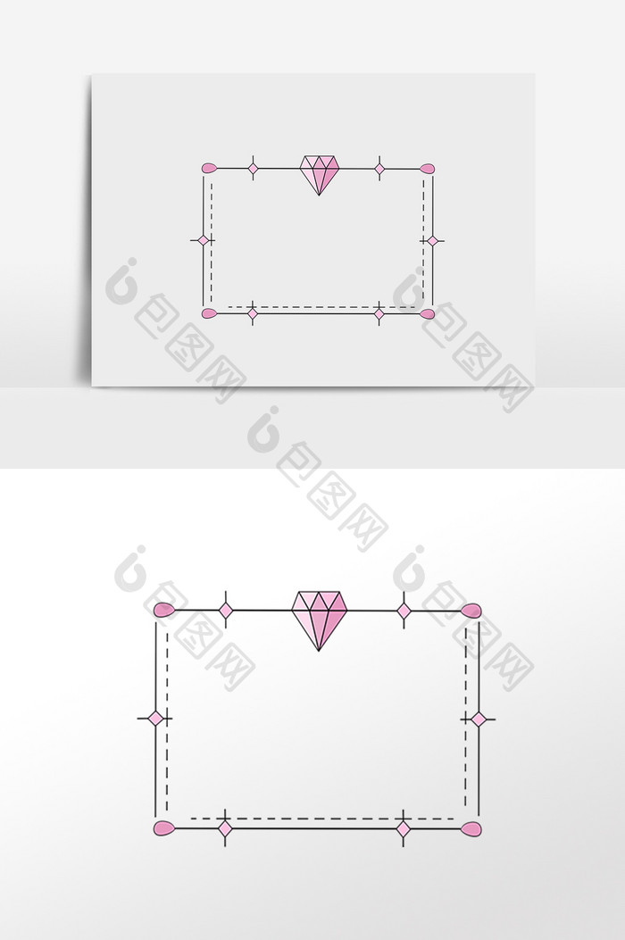 手绘钻石装饰边框插画元素