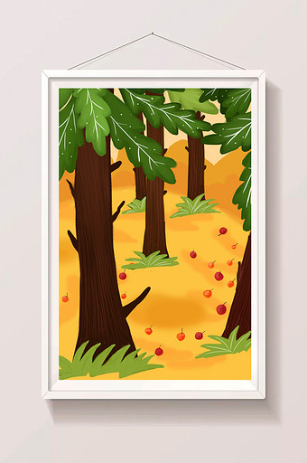 卡通手绘树林水果图片