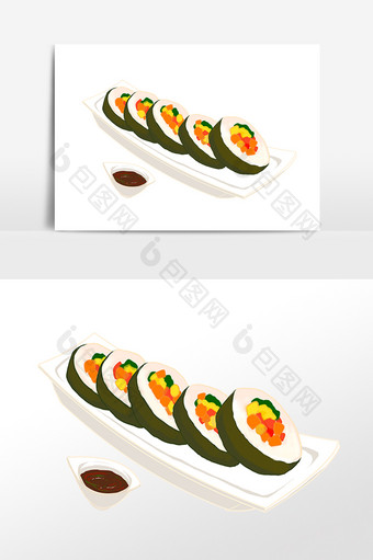 手绘美食食物寿司插画素材图片