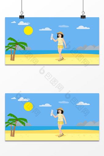 夏日沙滩旅行背景图片