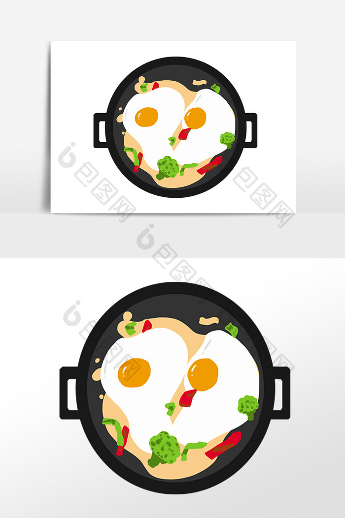 手绘美食食物煎鸡蛋插画素材