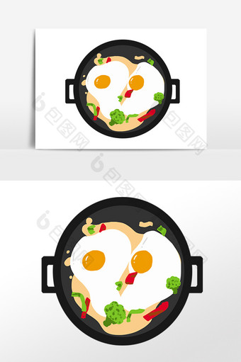 手绘美食食物煎鸡蛋插画素材图片