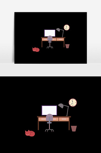 人物商务桌椅插画图片