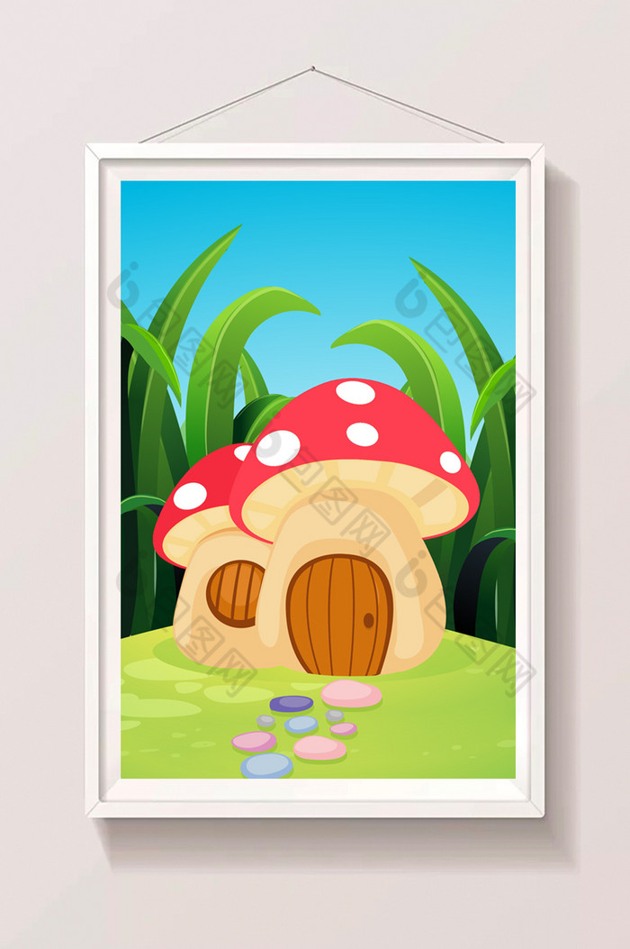 蘑菇房森林蘑菇房卡通背景图片