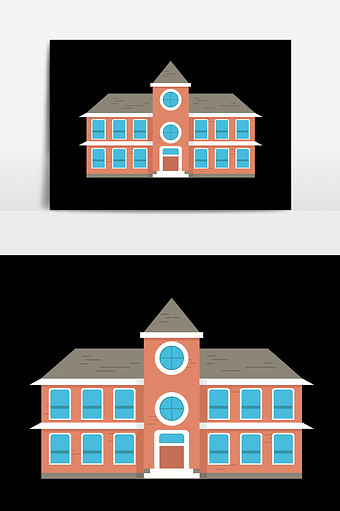 卡通免扣房子建筑学校图片