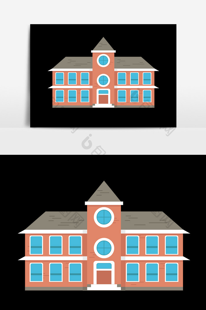 卡通免扣房子建筑学校