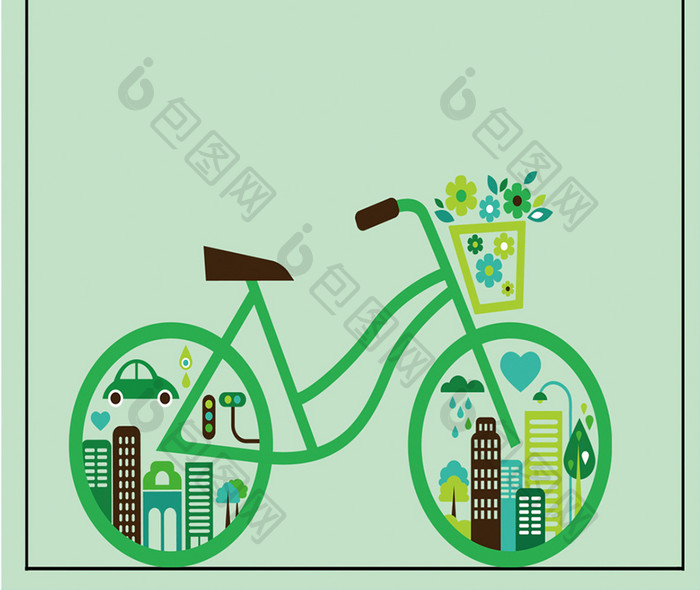 绿色 时尚世界骑行日手机海报图