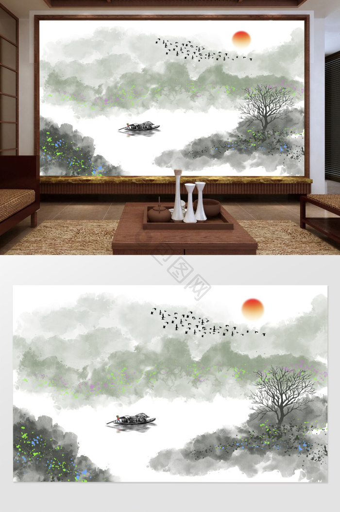 山水画背景-山水画背景图片-【包图网】