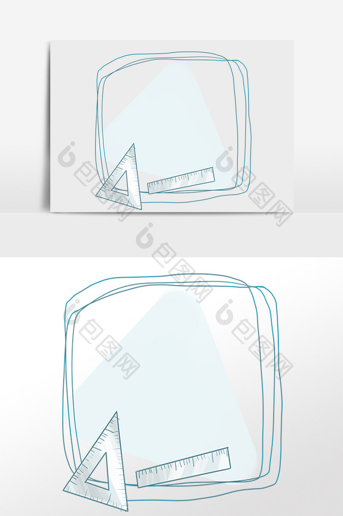 学习文具尺子装饰边框插画