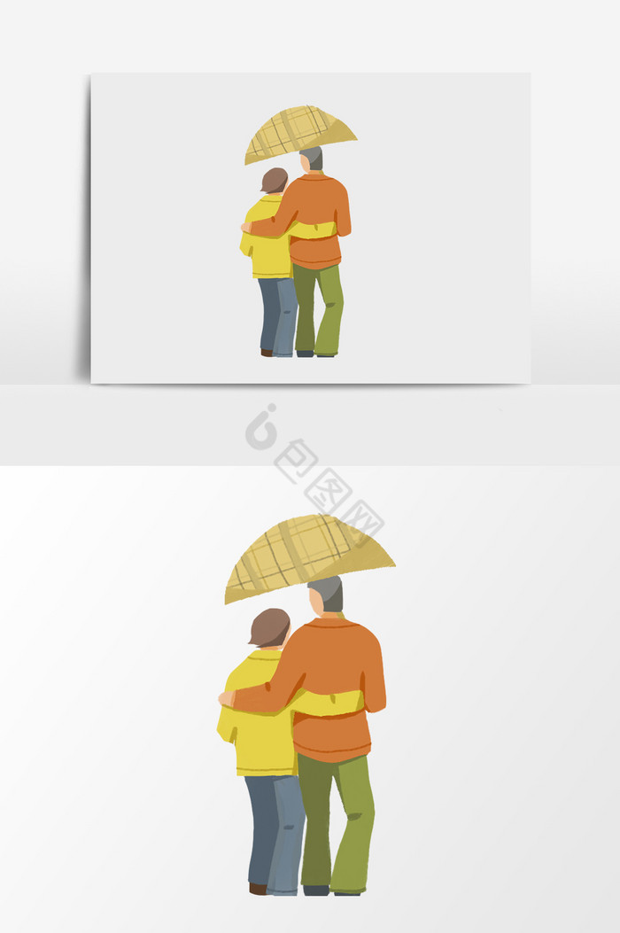 夫妻撑伞老伴儿图片