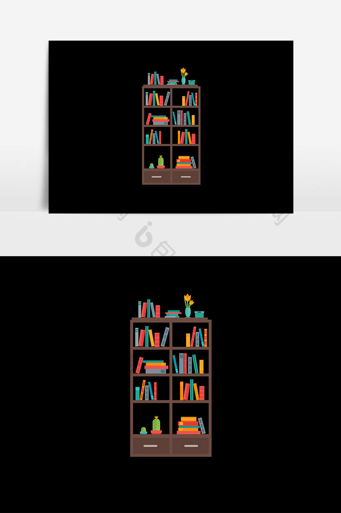书籍书柜插画设计