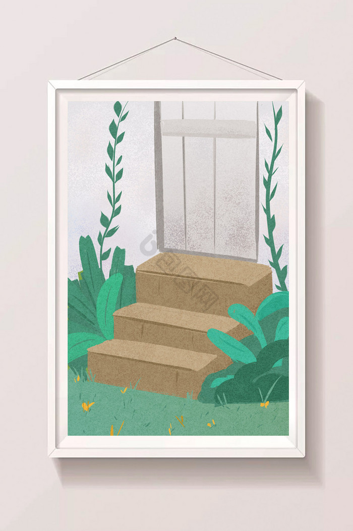 丛林楼梯插画图片