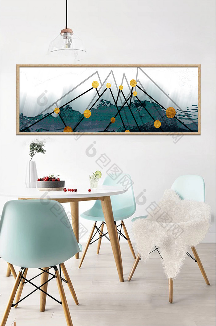 现代抽象线条金属圈客厅装饰画图片图片