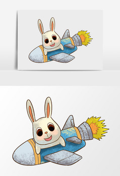 卡通手绘火箭元素设计