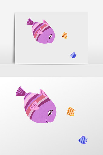 手绘彩色鱼插画元素图片