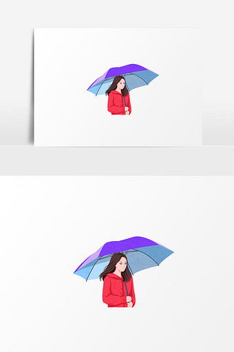 女孩人物雨伞插画图片
